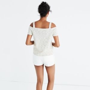 Madewell peep shoulder striped top